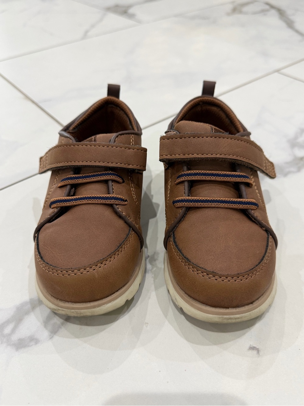 Stride Rite Brown Kids Dress Shoes with Hook-and-Loop Strap